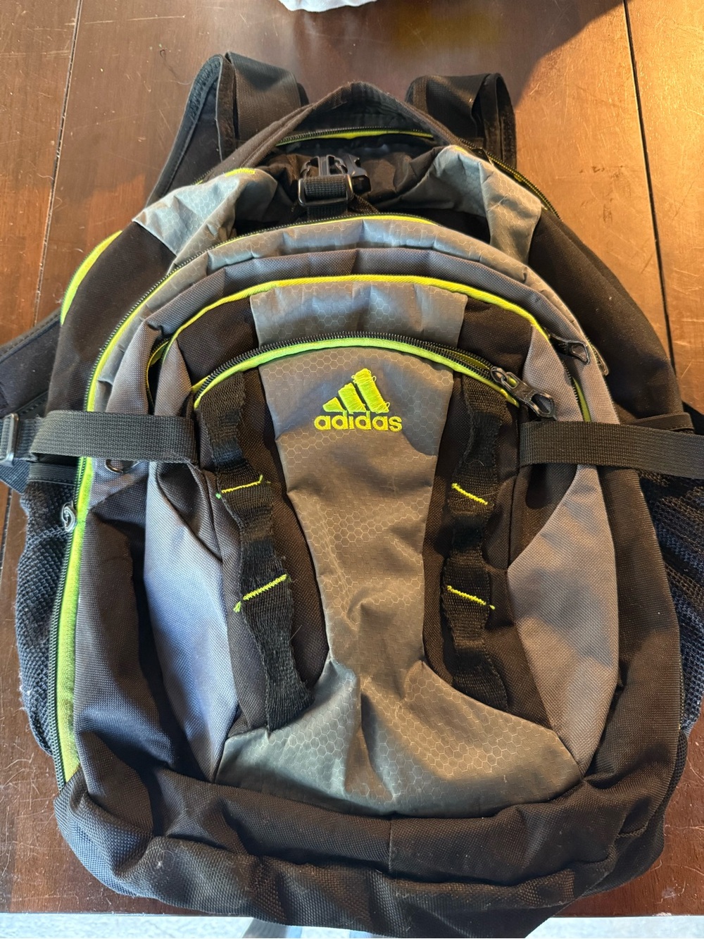 adidas Men's Gray and Neon Yellow Black Accent Backpack